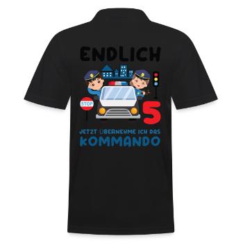 Kinder 5. Geburtstag Endlich 5, Polizei - Männer Poloshirt - Schwarz - Hinten - Kai (181cm)