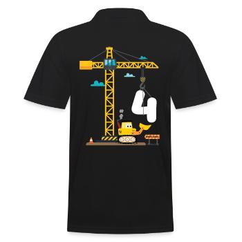 Enfants 4ème anniversaire garçons avec grue et excavatrice, - Polo Homme - noir - Dos - Kai (181cm)