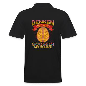 Denken ist wie Googeln nur Krasser - Lustiger - Männer Poloshirt - Schwarz - Hinten - Kai (181cm)