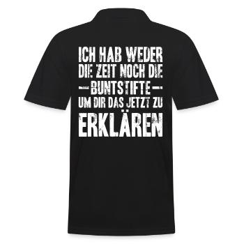 Ich habe werder Zeit noch die Buntstifte - Männer Poloshirt - Schwarz - Hinten - Kai (181cm)