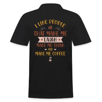 Amateur de café Amateurs de caféine Cappuccino Design - Polo Homme - noir - Dos - Kai (181cm)