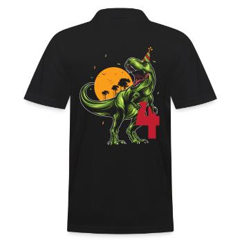 4 Jahre Alter Geburtstag Kinder Dinosaurier T-rex - Männer Poloshirt - Schwarz - Hinten - Kai (181cm)