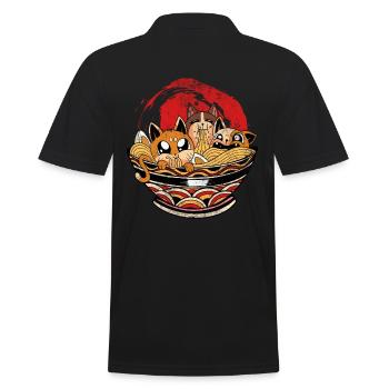 Anime-ramen, The Cat Character For Animation - Men's Polo Shirt - black - Back - Kai (181cm)