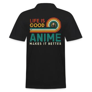 Das Leben Ist Gut Anime Macht Es Besser Für Die - Männer Poloshirt - Schwarz - Hinten - Kai (181cm)