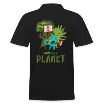 Sauvez notre planète design pour le - Polo Homme - noir - Dos - Kai (181cm)