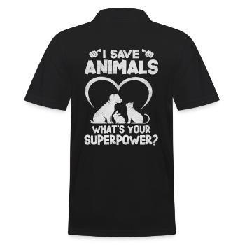 Ich Rette Tiere, Was Dein Supermacht-design Ist - Männer Poloshirt - Schwarz - Hinten - Kai (181cm)