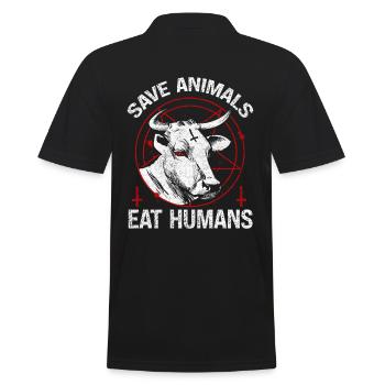 Animals eat people Design for animal abuse - Men's Polo Shirt - black - Back - Kai (181cm)