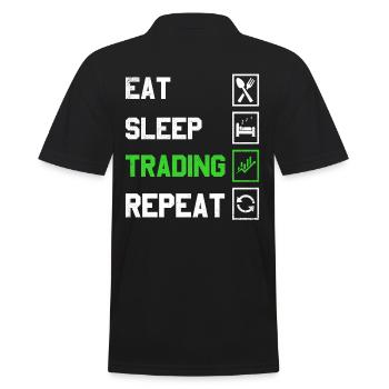 Eat Sleep Trading Repeat Trading Conception pour - Polo Homme - noir - Dos - Kai (181cm)