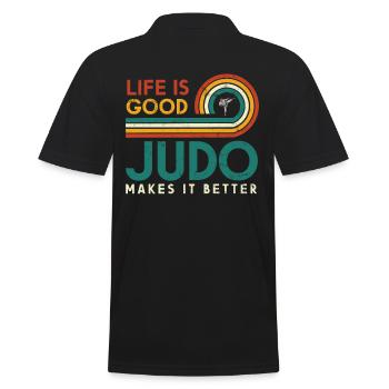 Life is good, judo makes it better - Men's Polo Shirt - black - Back - Kai (181cm)