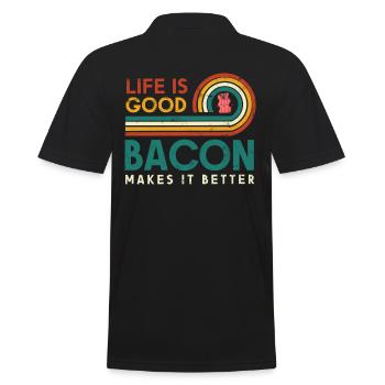 Life is good bacon makes it better design for - Men's Polo Shirt - black - Back - Kai (181cm)