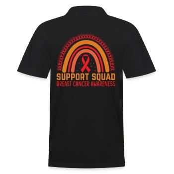 Support Squad Breast Cancer Awareness For Cancer - Men's Polo Shirt - black - Back - Kai (181cm)