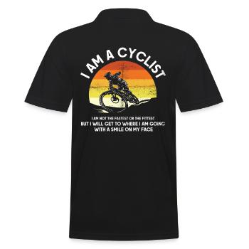 I am a cyclist design for a bike tour - Men's Polo Shirt - black - Back - Kai (181cm)