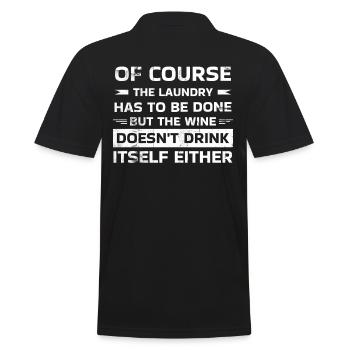 Wine-fan-drinking lover design For scrubbers - Men's Polo Shirt - black - Back - Kai (181cm)