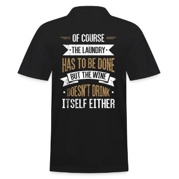 Wine-fan-drinking lover design For scrubbers - Men's Polo Shirt - black - Back - Kai (181cm)
