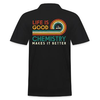 Life is good, chemistry makes it better - Men's Polo Shirt - black - Back - Kai (181cm)
