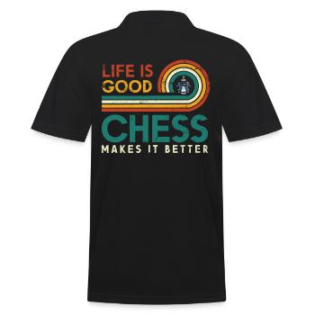 Das Leben Ist Gut. Schach Macht Es Besser - Männer Poloshirt - Schwarz - Hinten - Kai (181cm)