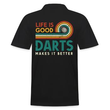 Life Is Good Darts Makes It A Better One - Men's Polo Shirt - black - Back - Kai (181cm)