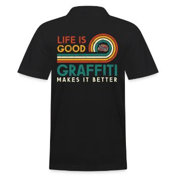Life is good geometry makes it better - Men's Polo Shirt - black - Back - Kai (181cm)