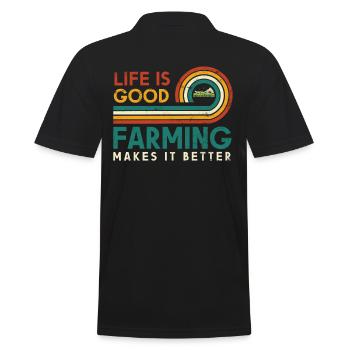 Life is good. Agriculture makes it better - Men's Polo Shirt - black - Back - Kai (181cm)