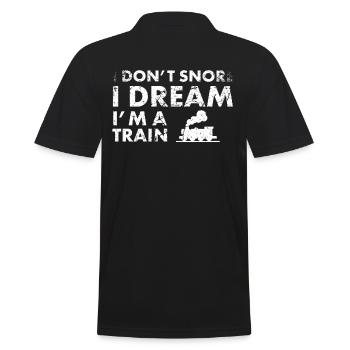 Ich Schnarche Nicht, Ich Träume, Ich Bin Ein Zug - Männer Poloshirt - Schwarz - Hinten - Kai (181cm)
