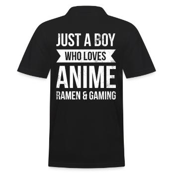 Nur Ein Junge, Der Anime Ramen & Gaming Liebt - Männer Poloshirt - Schwarz - Hinten - Kai (181cm)