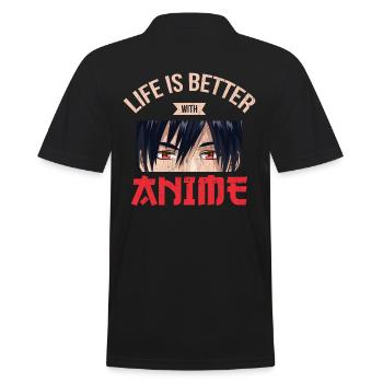 Life Is Better with Anime Design For Japanese - Men's Polo Shirt - black - Back - Kai (181cm)