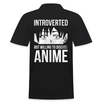 Introvertiert, Aber Bereit, Über Anime Zu - Männer Poloshirt - Schwarz - Hinten - Kai (181cm)