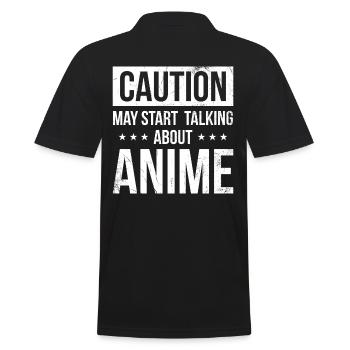 Caution Can Start Talking About Anime - Men's Polo Shirt - black - Back - Kai (181cm)