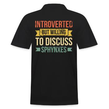 Introverted, But Ready to Talk About Sphynxes - Men's Polo Shirt - black - Back - Kai (181cm)