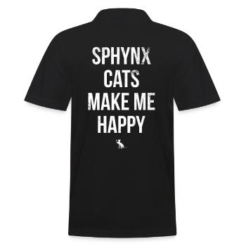 Sphynx cats make me happy Design For - Men's Polo Shirt - black - Back - Kai (181cm)
