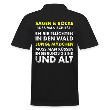 Jäger und Schürzenjäger Design mit lustigem Spruch - Männer Poloshirt - Schwarz - Hinten - Kai (181cm)