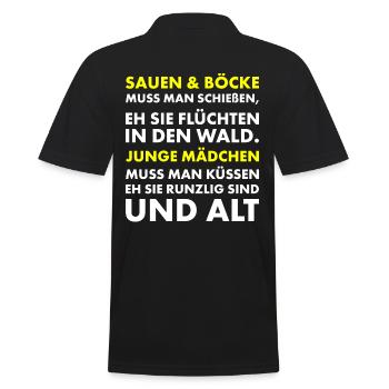 Jäger und Schürzenjäger Design mit lustigem Spruch - Männer Poloshirt - Schwarz - Hinten - Kai (181cm)