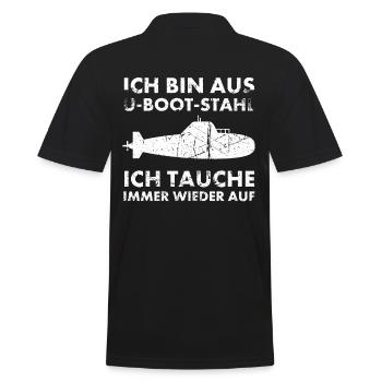 Bin aus U-Boot-Stahl ich tauche immer wieder auf, - Männer Poloshirt - Schwarz - Hinten - Kai (181cm)