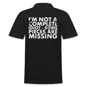 Ich Bin Kein Kompletter Idiot – Einige Teile - Männer Poloshirt - Schwarz - Hinten - Kai (181cm)