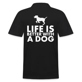 Life is better with a dog design for - Men's Polo Shirt - black - Back - Kai (181cm)