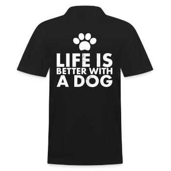 Life is better with a dog design for - Men's Polo Shirt - black - Back - Kai (181cm)