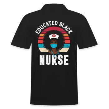 Gebildete Schwarze Krankenschwester Retro Für - Männer Poloshirt - Schwarz - Hinten - Kai (181cm)