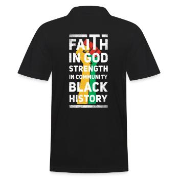 Glaube An Gott, Stärke In Der Gemeinschaft, - Männer Poloshirt - Schwarz - Hinten - Kai (181cm)
