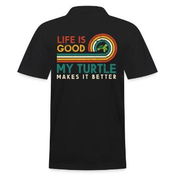 Life is good, my turtle does it - Men's Polo Shirt - black - Back - Kai (181cm)