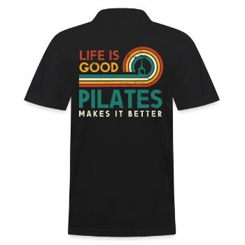 Das Leben Ist Gut, Pilates Macht Es Besser Für - Männer Poloshirt - Schwarz - Hinten - Kai (181cm)