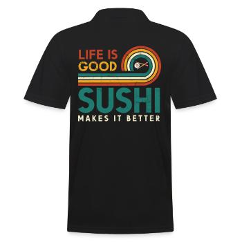La vie est bonne Les sushis le rendent meilleur pour les sushis - Polo Homme - noir - Dos - Kai (181cm)