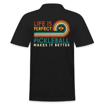 Das Leben Ist Erstaunlich, Pickleball Macht Es - Männer Poloshirt - Schwarz - Hinten - Kai (181cm)