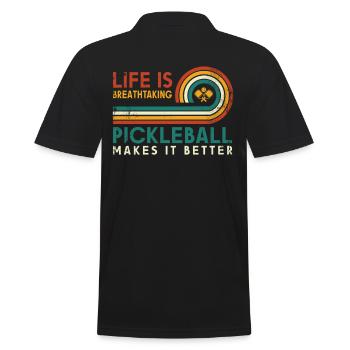 Das Leben Ist Erstaunlich, Pickleball Macht Es - Männer Poloshirt - Schwarz - Hinten - Kai (181cm)