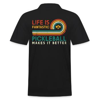 Das Leben Ist Erstaunlich, Pickleball Macht Es - Männer Poloshirt - Schwarz - Hinten - Kai (181cm)