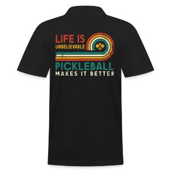Das Leben Ist Erstaunlich, Pickleball Macht Es - Männer Poloshirt - Schwarz - Hinten - Kai (181cm)