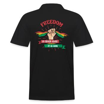 Freedom is never given, it is given for the - Men's Polo Shirt - black - Back - Kai (181cm)