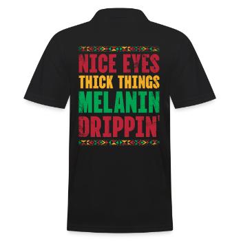 Beautiful Eyes Thick Things Melanin Drippin For Pride - Men's Polo Shirt - black - Back - Kai (181cm)