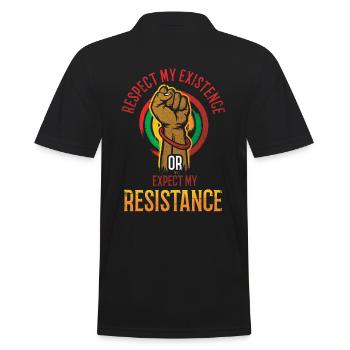 Respektiere Meine Existenz Oder Erwarte Meine Für - Männer Poloshirt - Schwarz - Hinten - Kai (181cm)