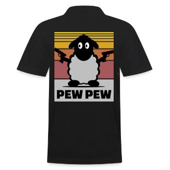 Pew Pew Schaf - Männer Poloshirt - Schwarz - Hinten - Kai (181cm)