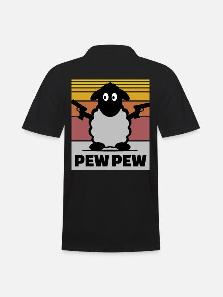 Pew Pew Schaf - Männer Poloshirt - Schwarz